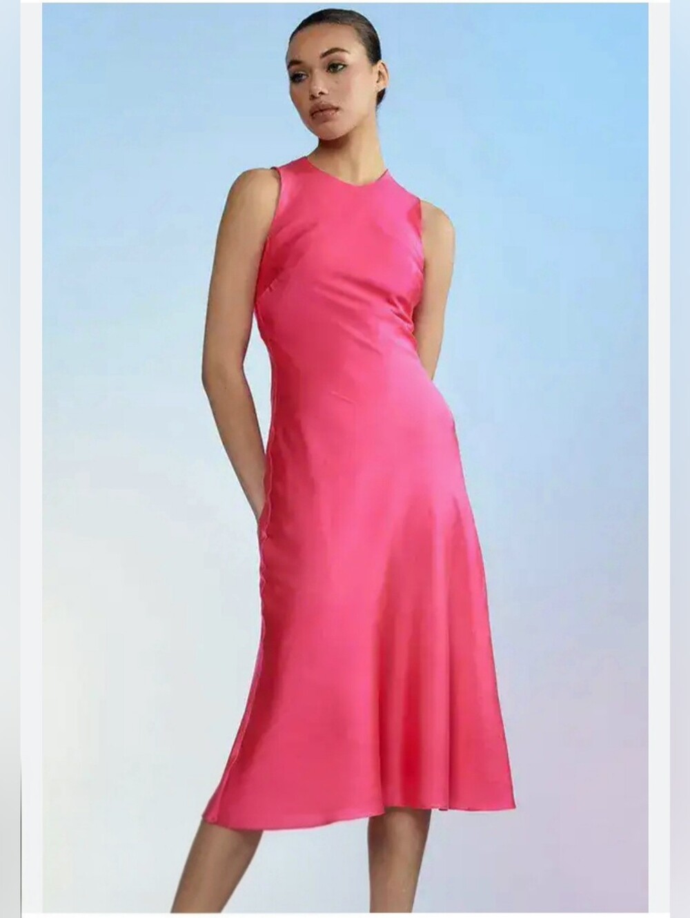 NWT. CYNTHIA ROWLEY Silk Bias Dress In Pink